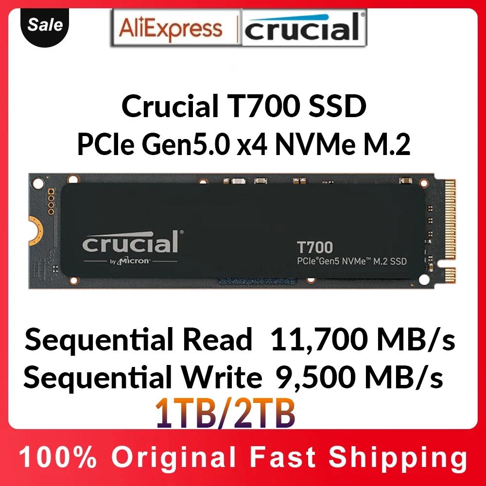 Crucial T700 PCIe 5.0 NVMe M.2 SSD 11700MBs ָ Ʈ ̺, ÷̼̽ 5   Ƽ HP Ʈ  ũž PS5 , 1TB, 2TB